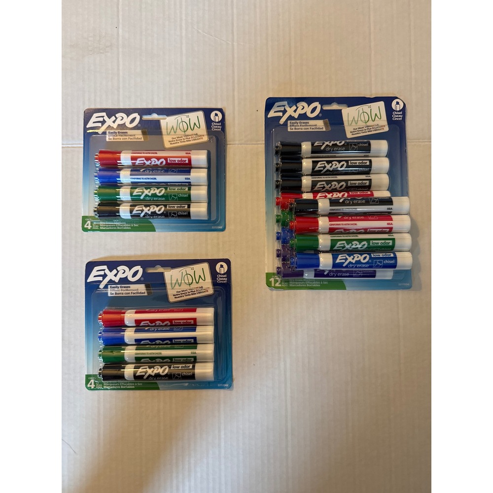3 packs Expo Low Odor Dry Erase Markers Assorted Colors 20 Count Bundle